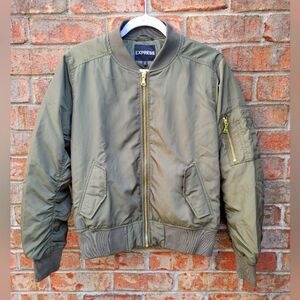 Express Women's Army Green Bomber Jacket